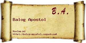 Balog Apostol névjegykártya